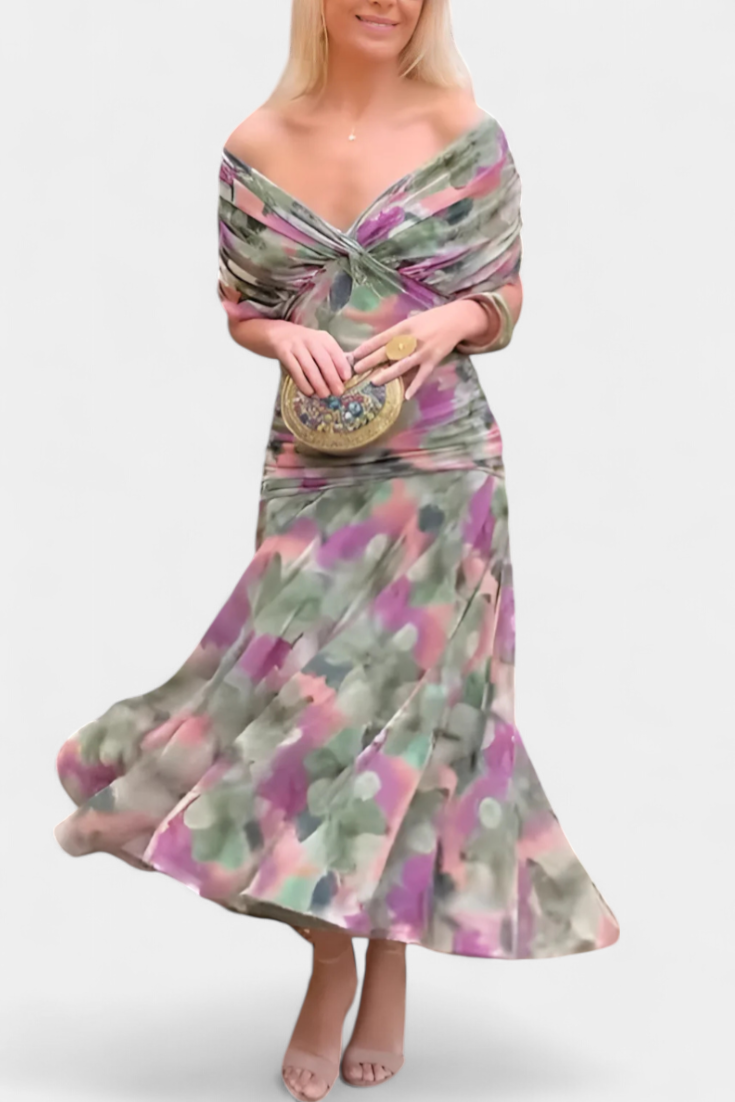 CLAIRE LYON | CHIC ROBE MAXI À COL EN V POUR FEMMES