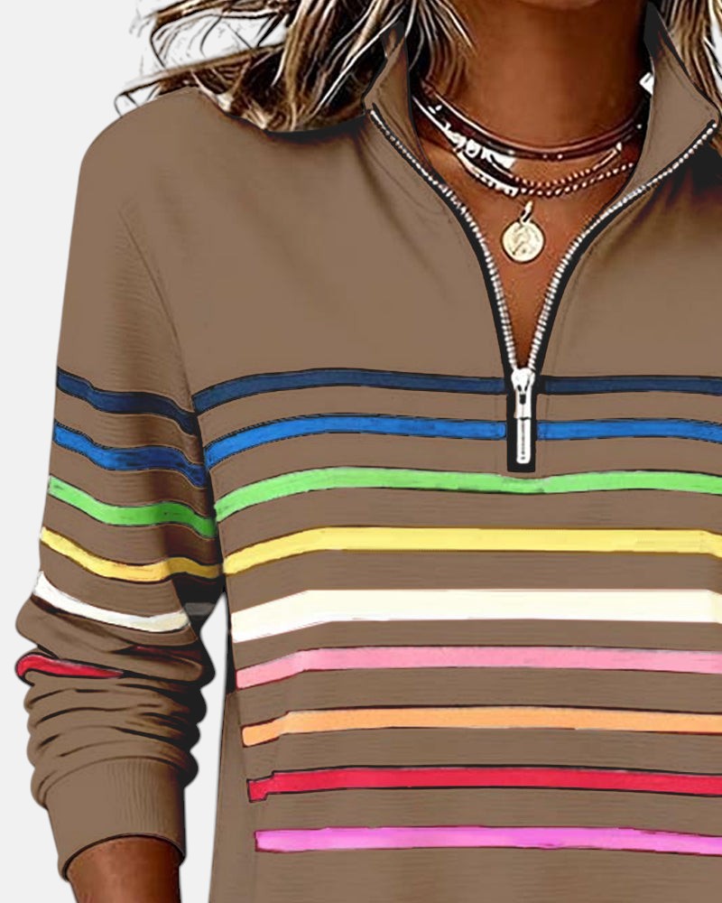 CLAIRE LYON | PULL RAYÉ À FERMETURE ÉCLAIR POUR FEMMES