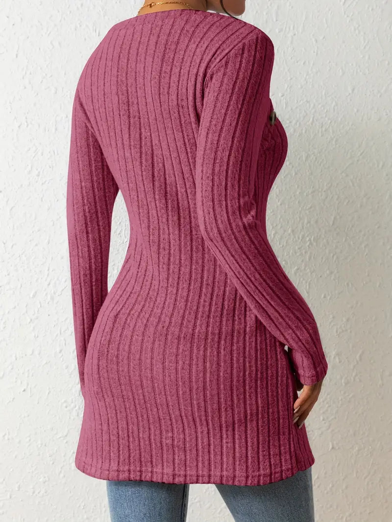 Julia - Haut Asymétrique à Côtes à la Mode
