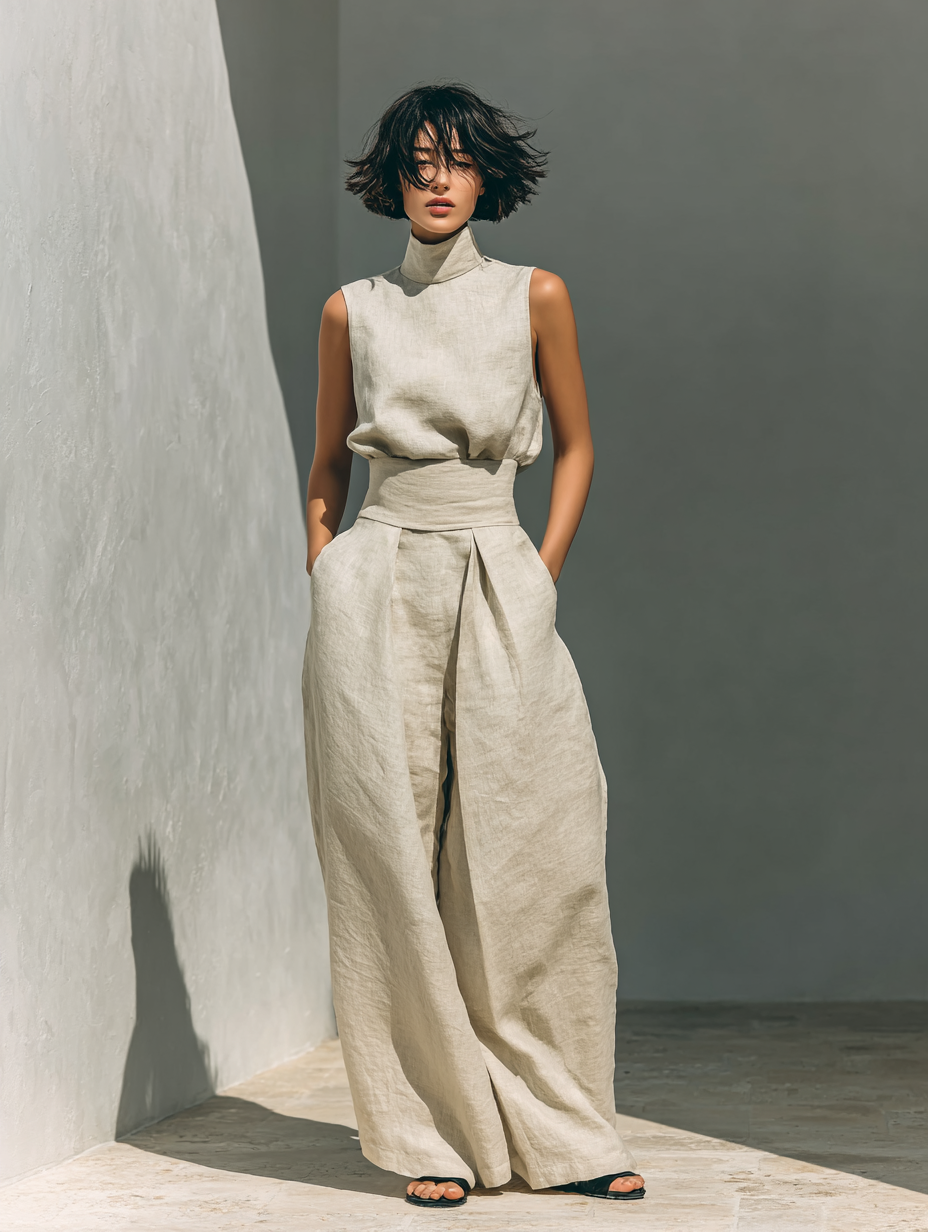 CLAIRE LYON | ENSEMBLE PANTALON LARGE EN COTON POUR FEMME