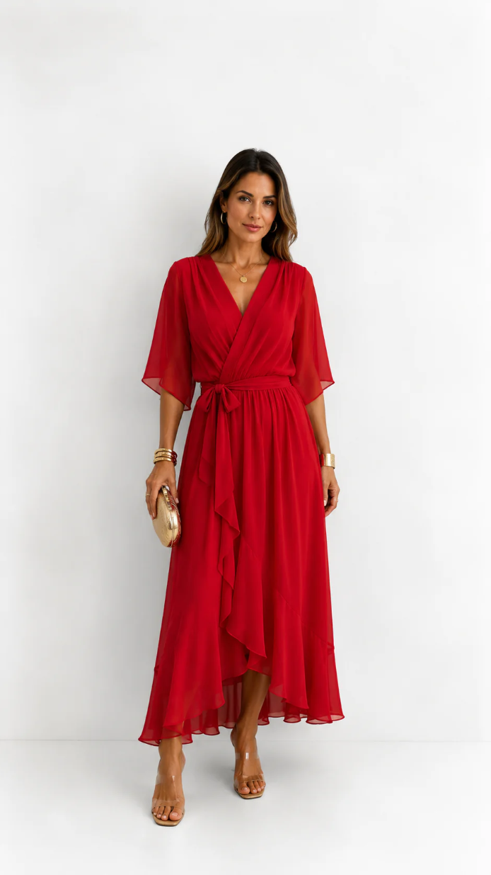 CLAIRE LYON | ROBE EN CHIFFON À ENVELOPPER POUR FEMMES
