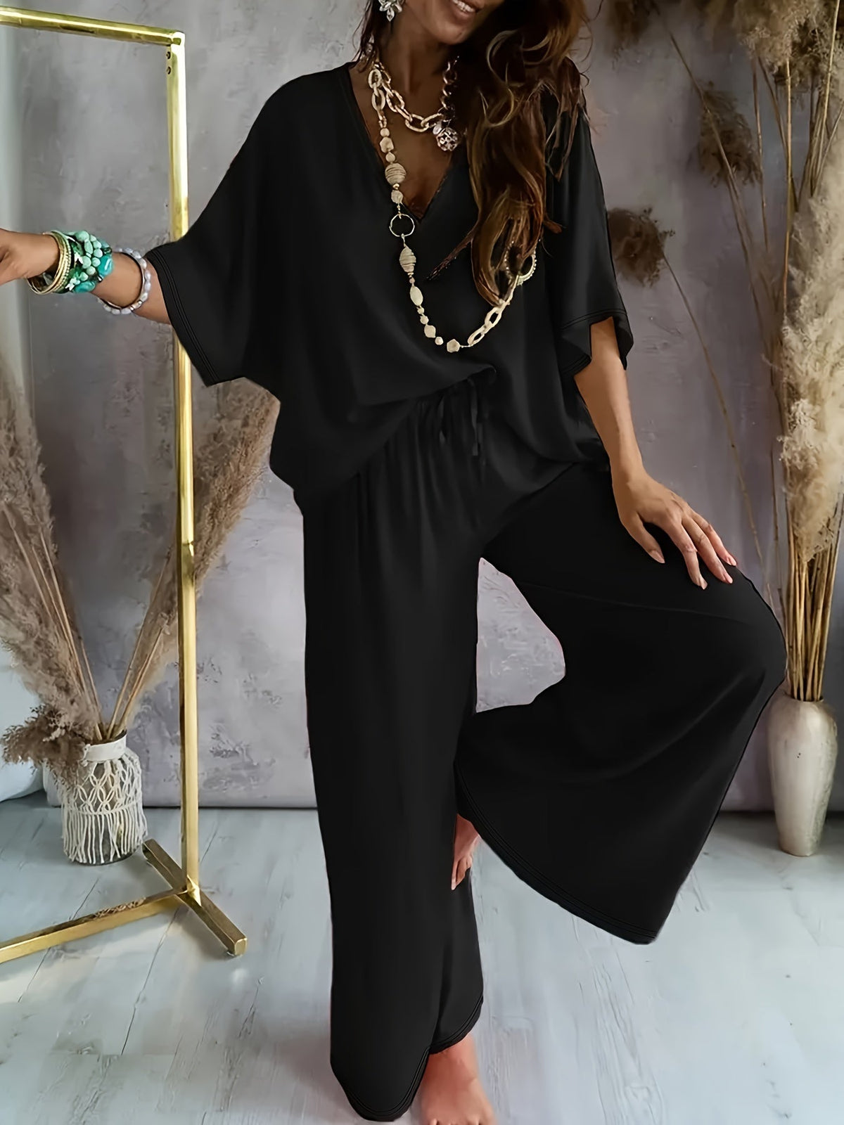 CLAIRE LYON | ENSEMBLE CHIC À COL EN V POUR FEMMES