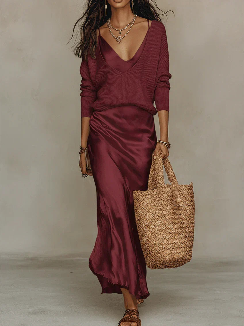 CLAIRE LYON | ENSEMBLE DE ROBE MIDI EN POUR FEMMES