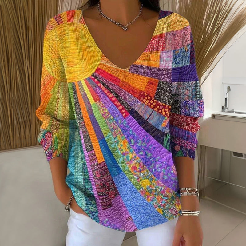 CLAIRE LYON | PULL IMPRIMÉ COL V POUR FEMMES