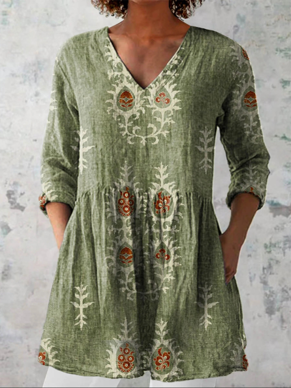 CLAIRE LYON | BLOUSE LONGUE À COL EN V POUR FEMMES