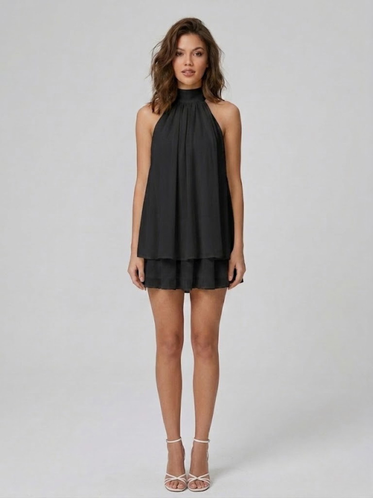 Robe Courte Femme Dos Nu Col Halter - Robe Volantée Hiver