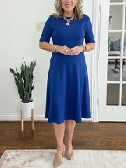 Robe Midi Femme Évasée Col Rond pour Style Élégant et Silhouette Féminine