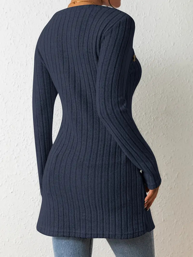 Julia - Haut Asymétrique à Côtes à la Mode