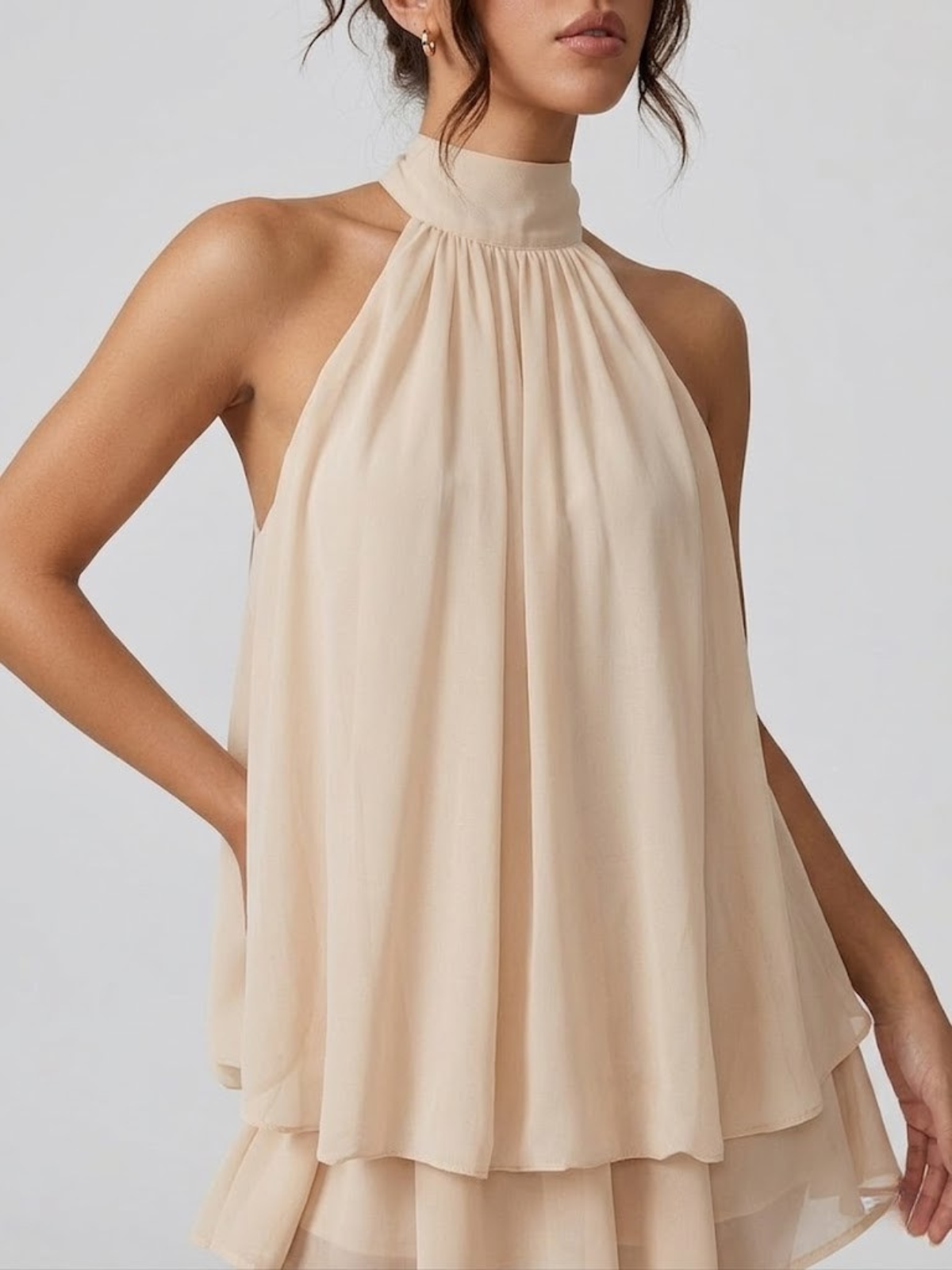 Robe Courte Femme Dos Nu Col Halter - Robe Volantée Hiver