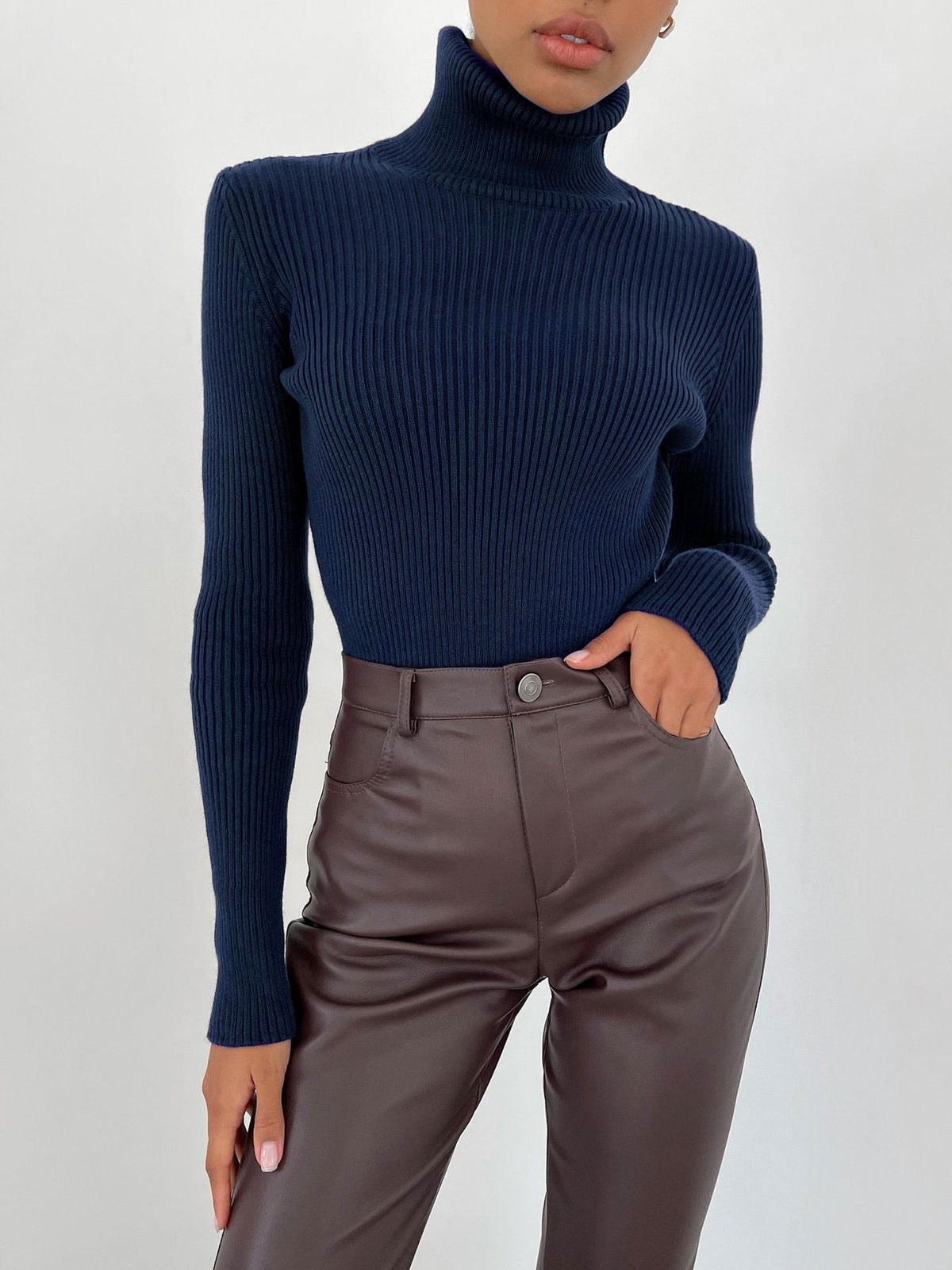Éléonore - Pull Col Roulé Classique Intemporel Femme
