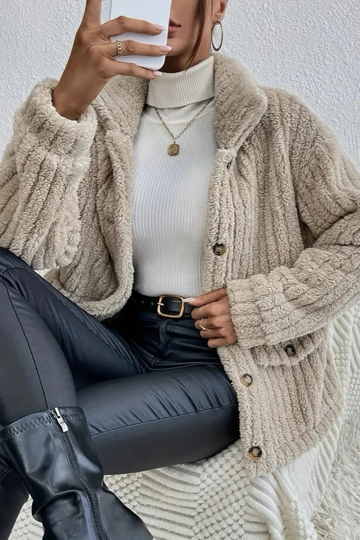 Nova | Cardigan à Boutons en Velours Double Face