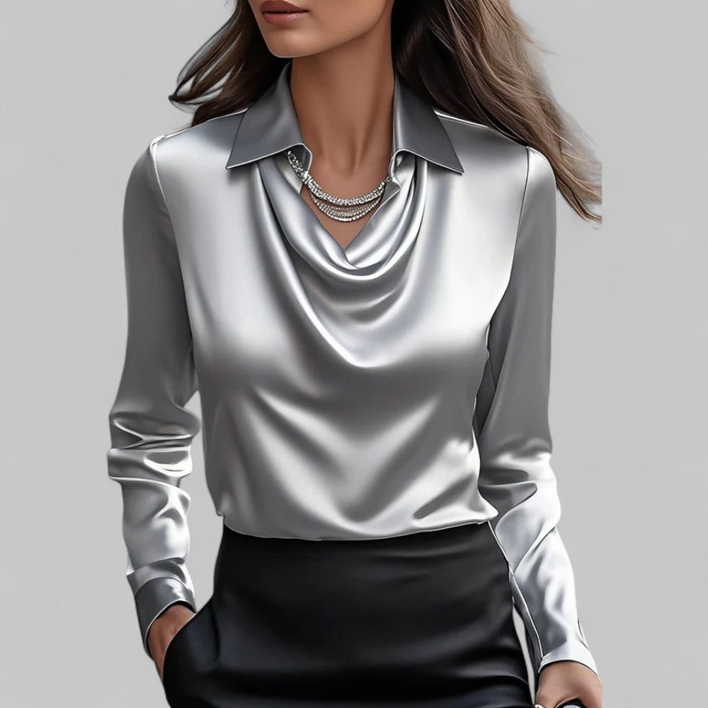 CLAIRE LYON | BLOUSE EN SATIN DRAPÉE POUR FEMMES
