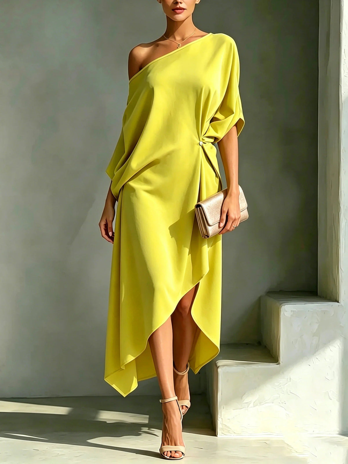 CLAIRE LYON | ROBE MIDI ASYMÉTRIQUE POUR FEMMES