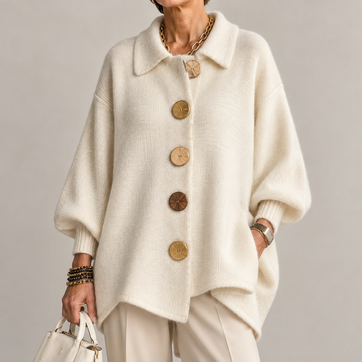 CLAIRE LYON | GILET EN TRICOTÉE À COL OVERSIZE POUR FEMMES