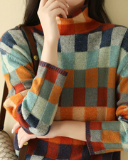Madi - Col Roulé de Luxe en Maille à Patches