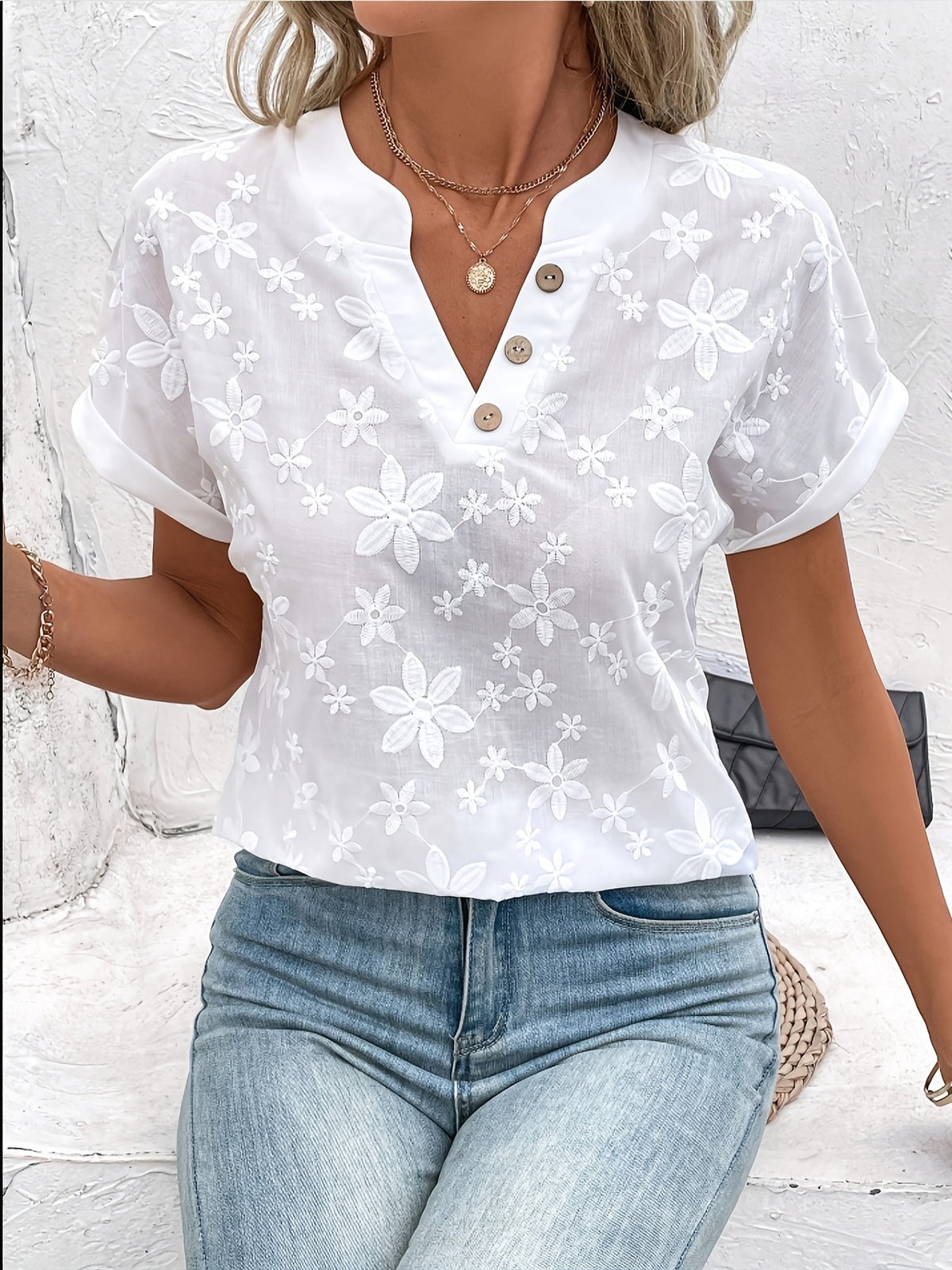 CLAIRE LYON | BLOUSE FLORALE À COL EN V POUR FEMMES