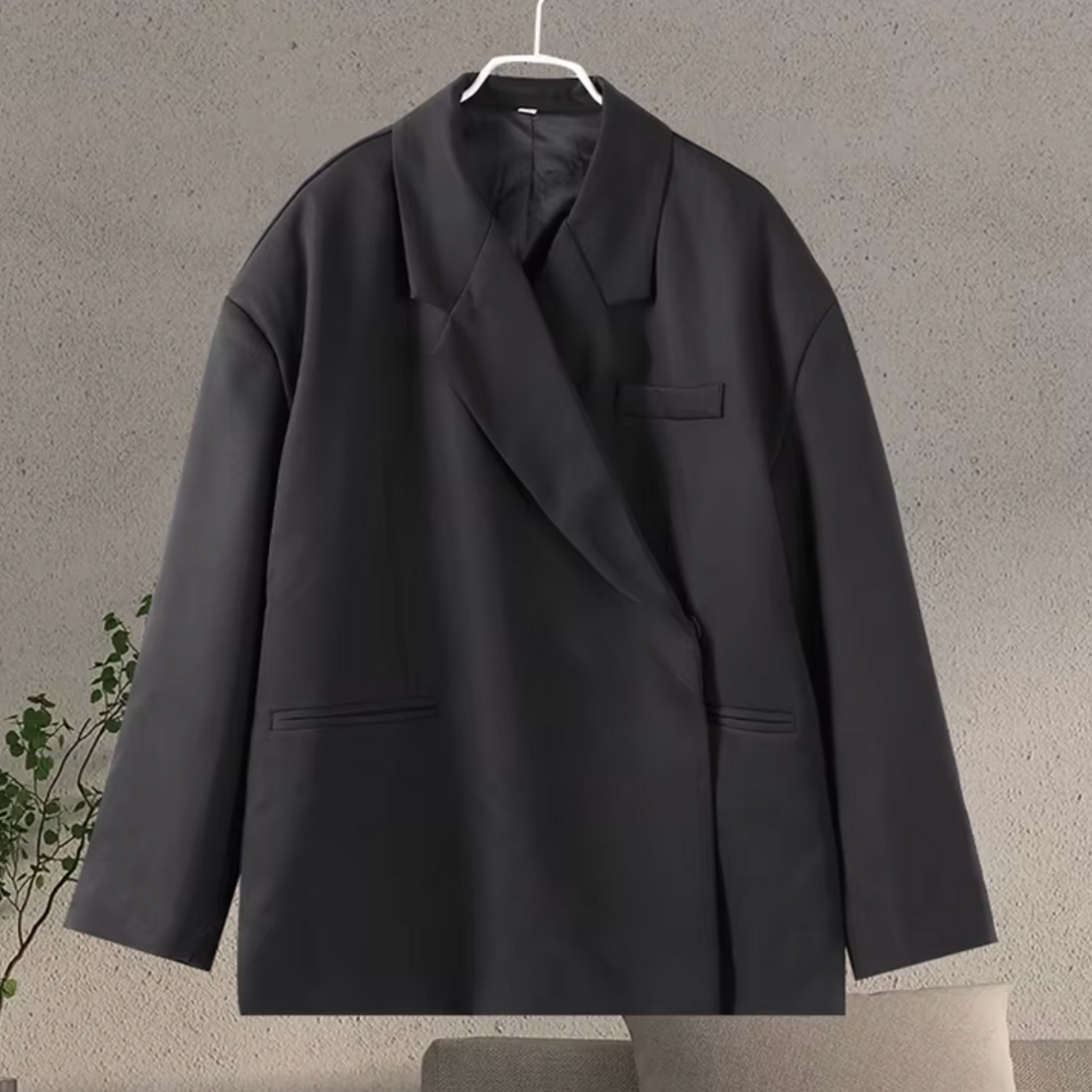 Blazer femme oversize manches longues coupe structurée fermeture boutonnée bureau