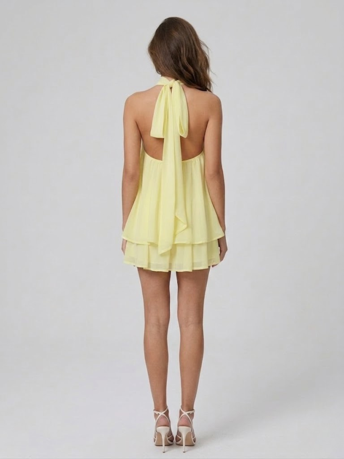 Robe Courte Femme Dos Nu Col Halter - Robe Volantée Hiver