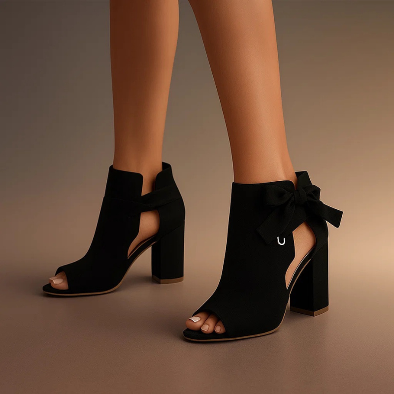 CLAIRE LYON | TALON BLOC PEEP-TOE EN DAIM POUR FEMME