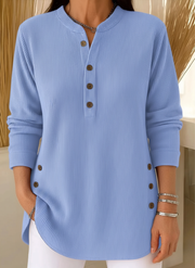 Pull en tricot uni à boutons pour femme doux et élégant