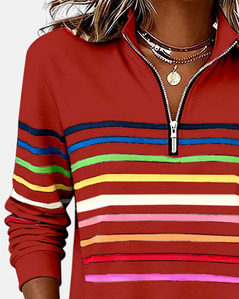 CLAIRE LYON | PULL RAYÉ À FERMETURE ÉCLAIR POUR FEMMES