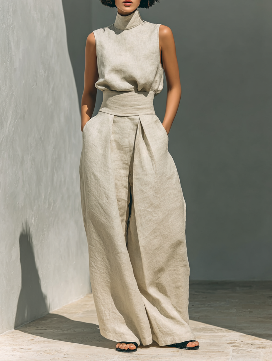 CLAIRE LYON | ENSEMBLE PANTALON LARGE EN COTON POUR FEMME