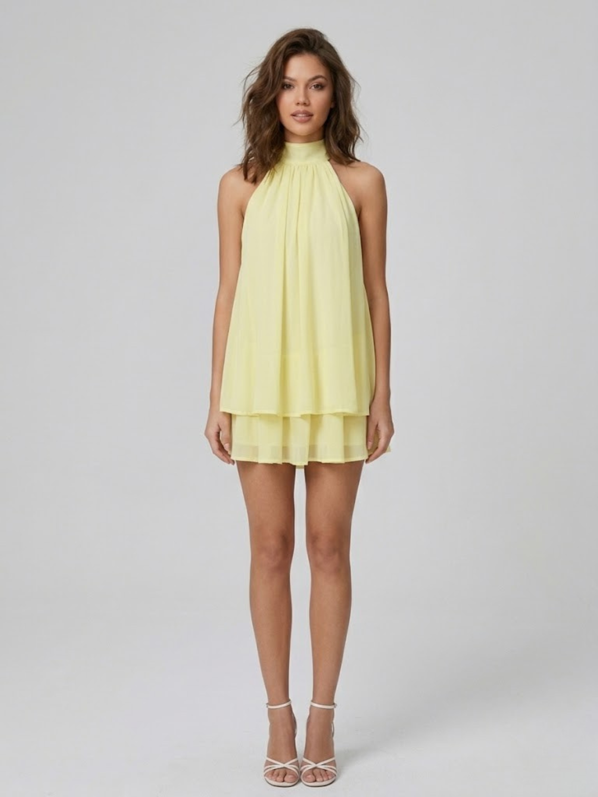 Robe Courte Femme Dos Nu Col Halter - Robe Volantée Hiver