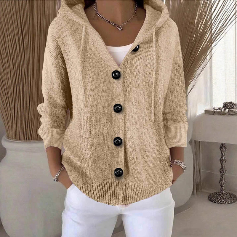 Cardigan ample femme en tricot avec capuche – doux, chaud et élégant pour le quotidien
