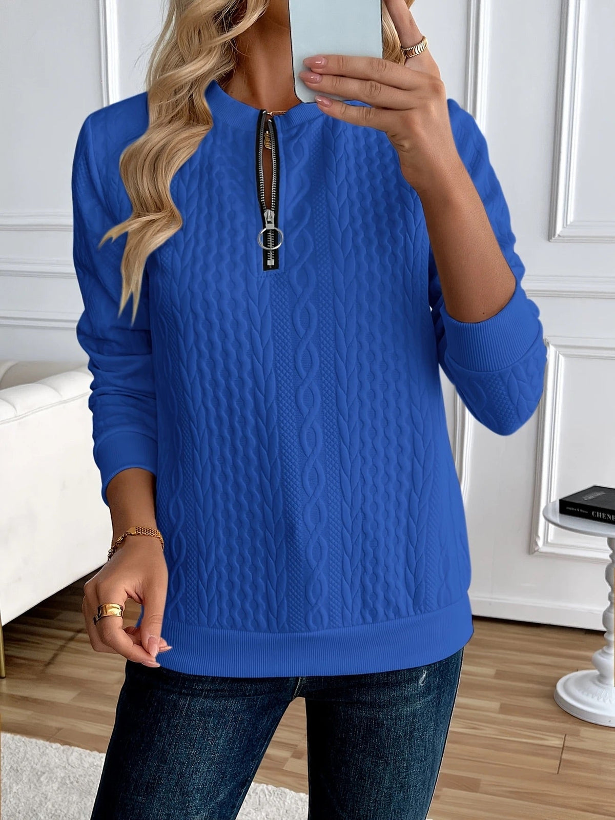 CLAIRE LYON | SWEAT ZIPPÉ TEXTURÉ POUR FEMMES