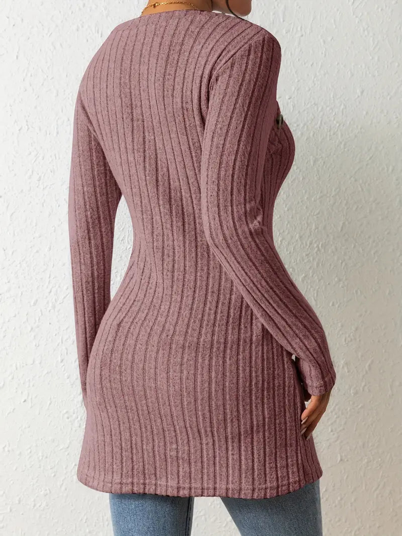 Julia - Haut Asymétrique à Côtes à la Mode