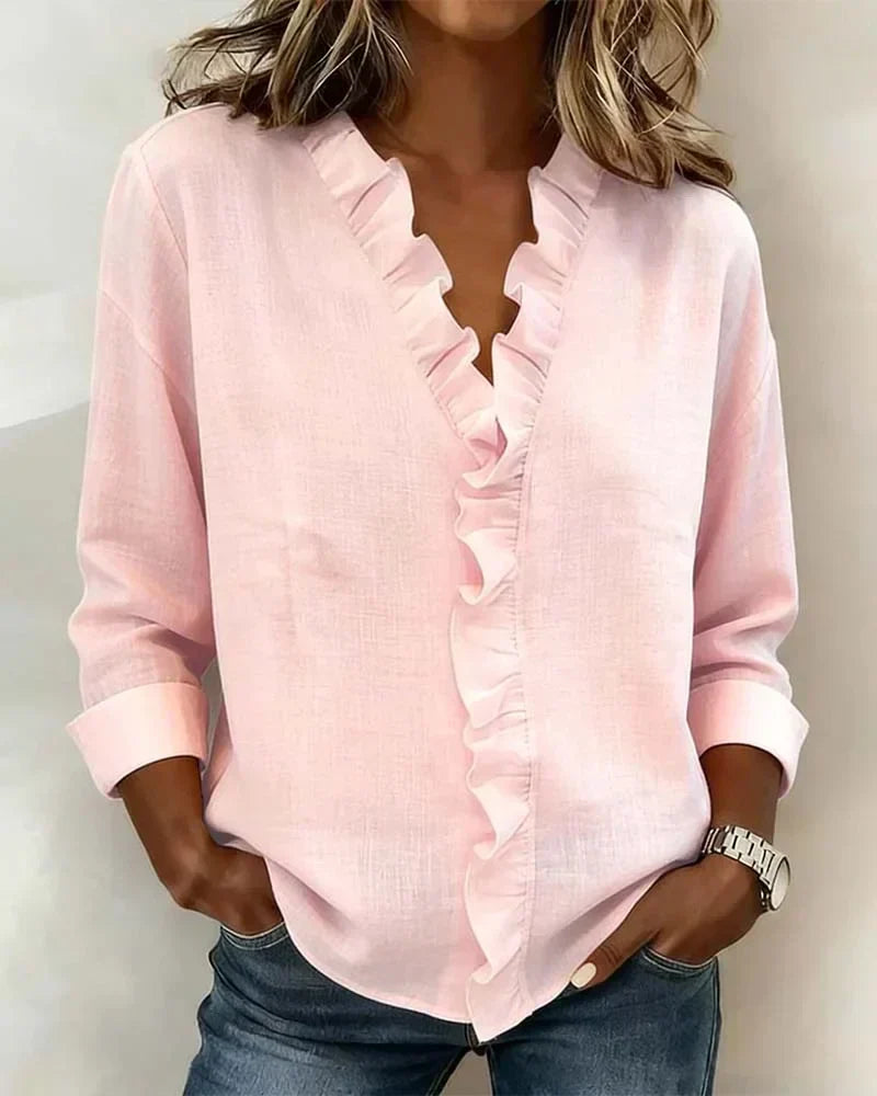 CLAIRE LYON | BLOUSE À COL VOLANTÉ EN V POUR FEMMES