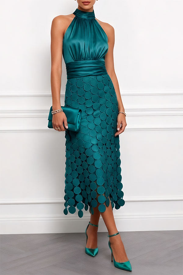 CLAIRE LYON | ROBE MIDI CHIC À COL HALTER POUR FEMMES