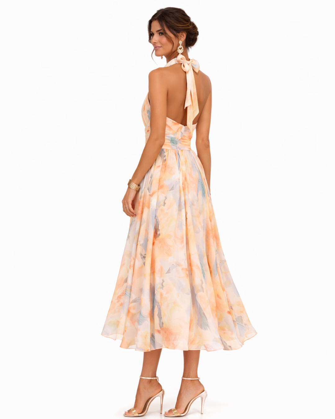 CLAIRE LYON | ROBE EN MOUSSELINE PÊCHE FLORAISON POUR FEMME