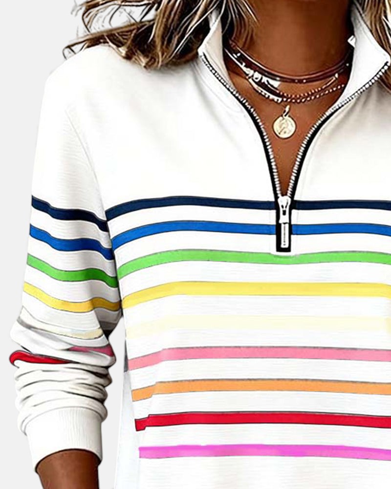 CLAIRE LYON | PULL RAYÉ À FERMETURE ÉCLAIR POUR FEMMES