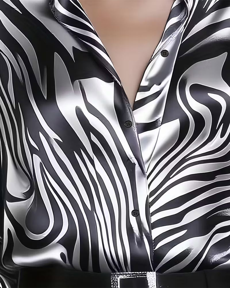 Chemise femme imprimée col V | Élégante & confortable