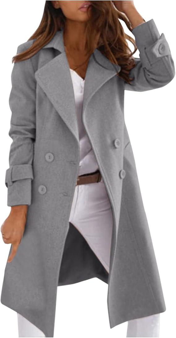 Manteau Élégant Femme En Maille Avec Fermeture À Boutons