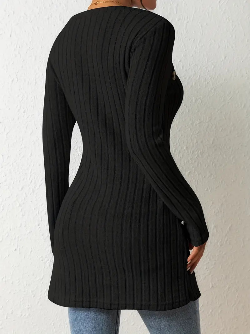 Julia - Haut Asymétrique à Côtes à la Mode