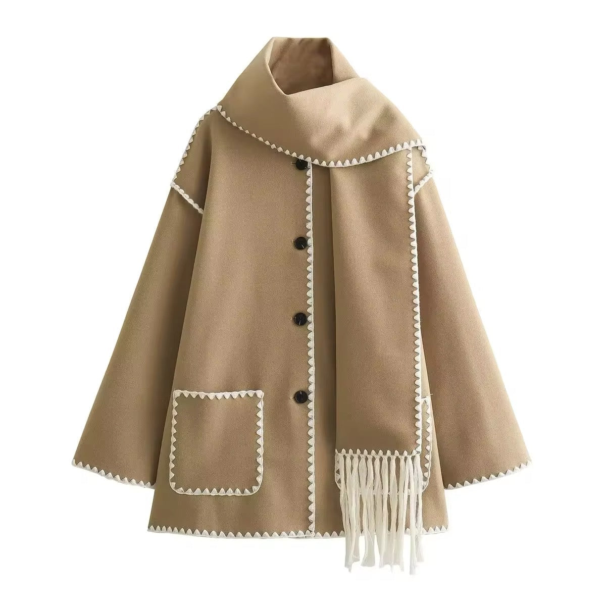 Manteau en maille tweed femme - Col rond, coupe ample
