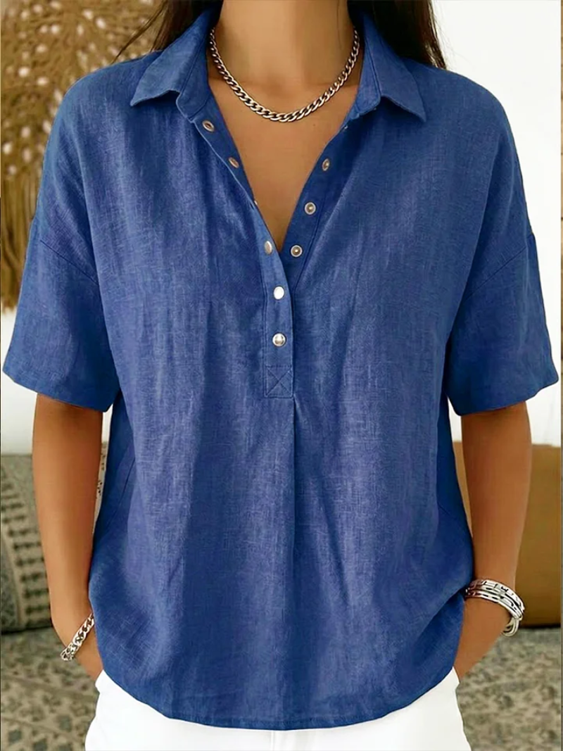 CLAIRE LYON | BLOUSE À COL EN V AVEC BOUTONS POUR FEMMES