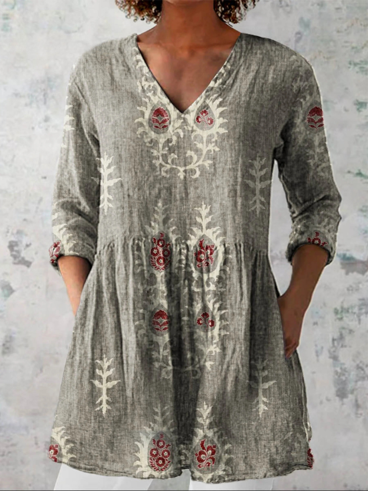 CLAIRE LYON | BLOUSE LONGUE À COL EN V POUR FEMMES