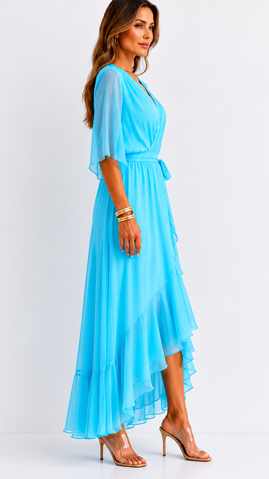 CLAIRE LYON | ROBE EN CHIFFON À ENVELOPPER POUR FEMMES