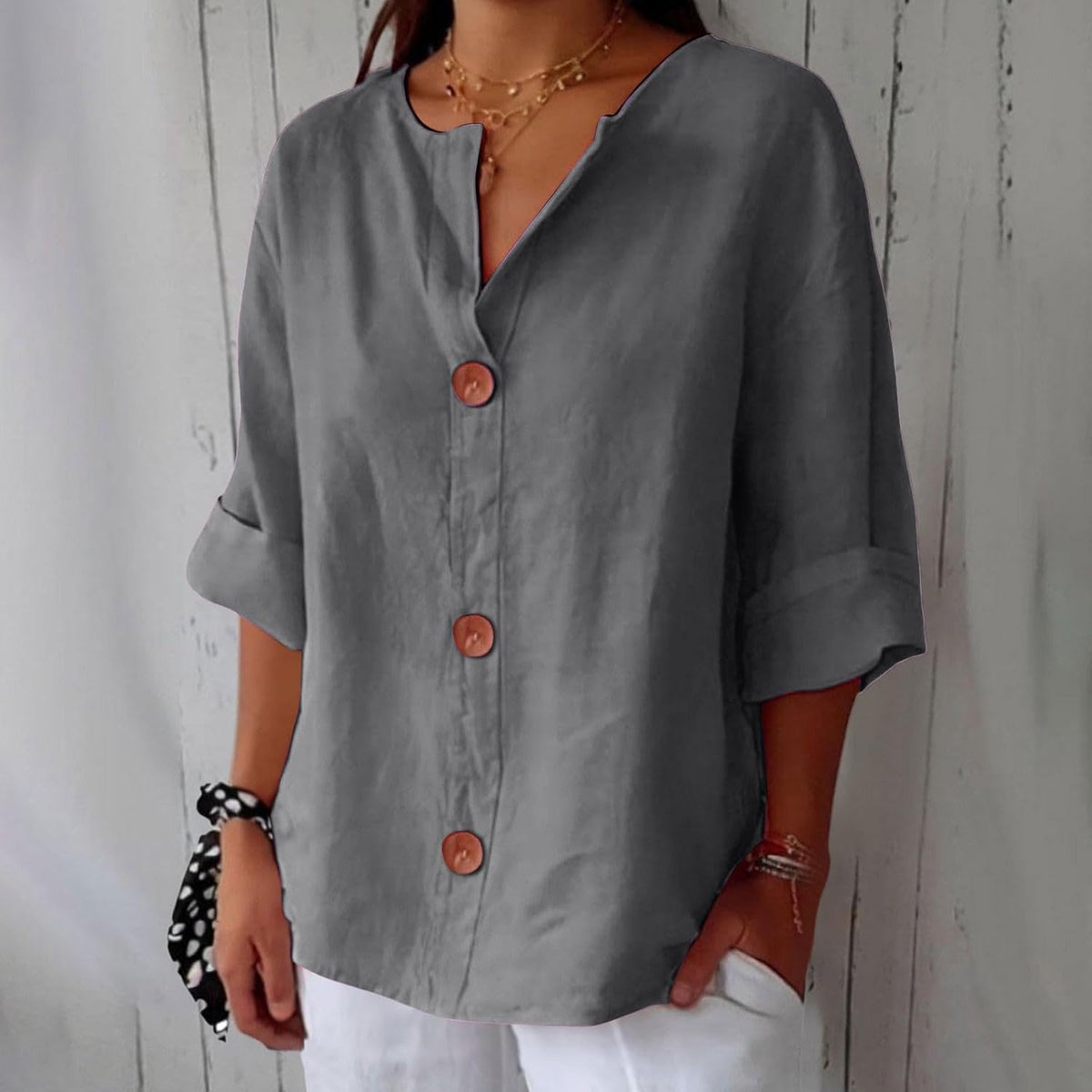 CLAIRE LYON | CHEMISE À COL EN V POUR FEMMES