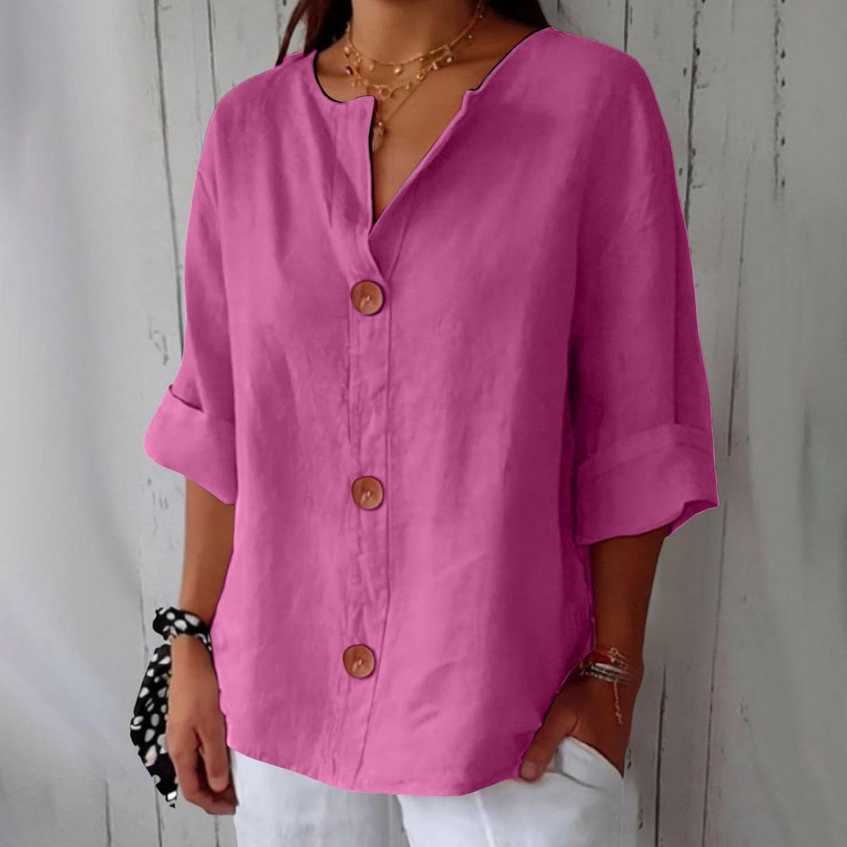 CLAIRE LYON | CHEMISE À COL EN V POUR FEMMES