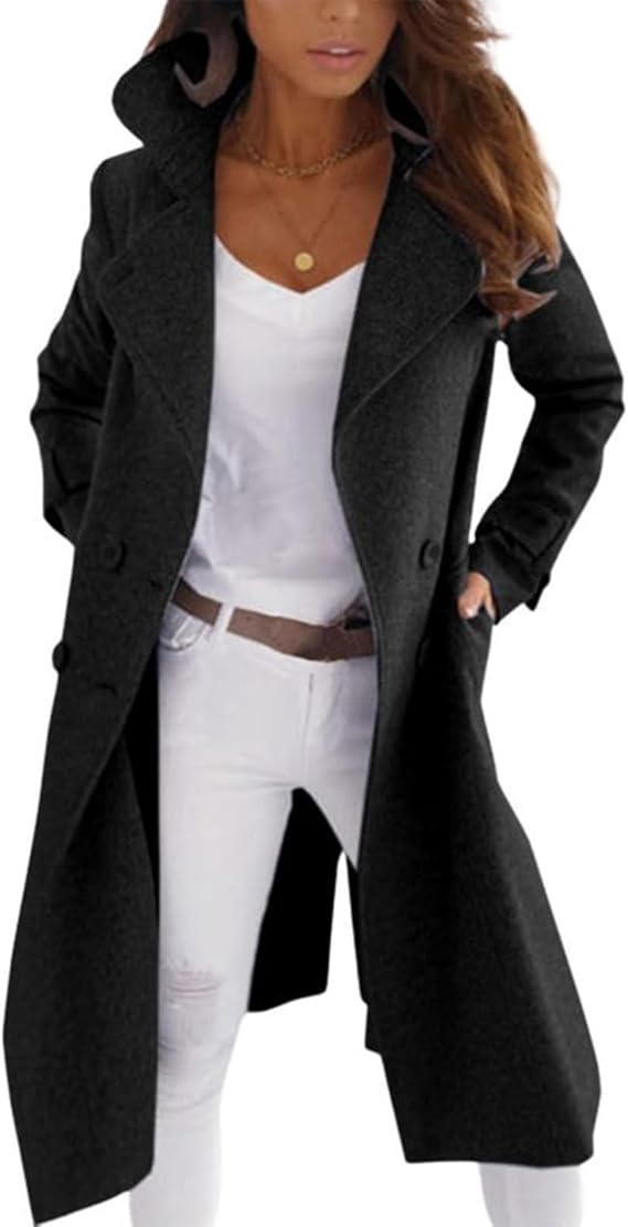 Manteau Élégant Femme En Maille Avec Fermeture À Boutons
