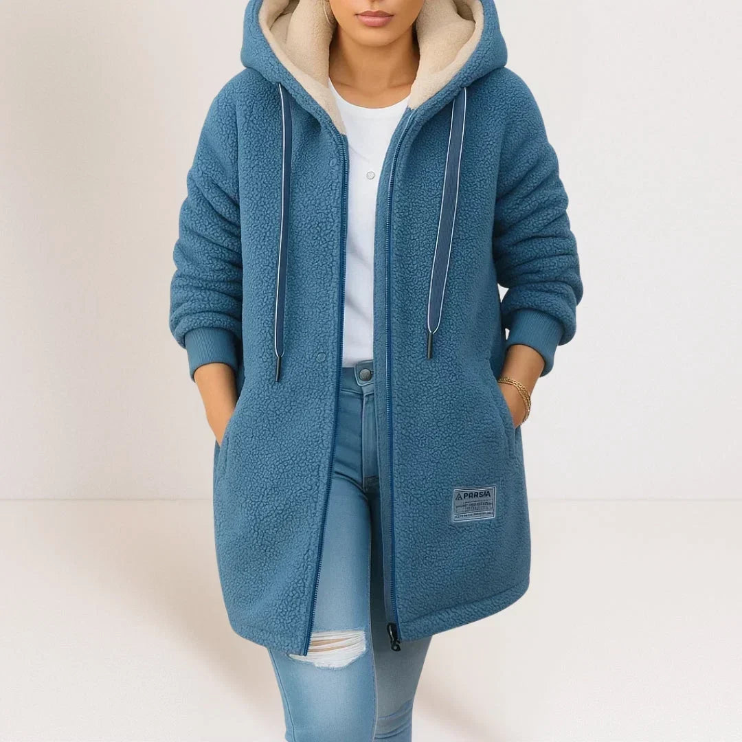 CLAIRE LYON | VESTE FLEECE LONGUE À CAPUCHE POUR FEMMES