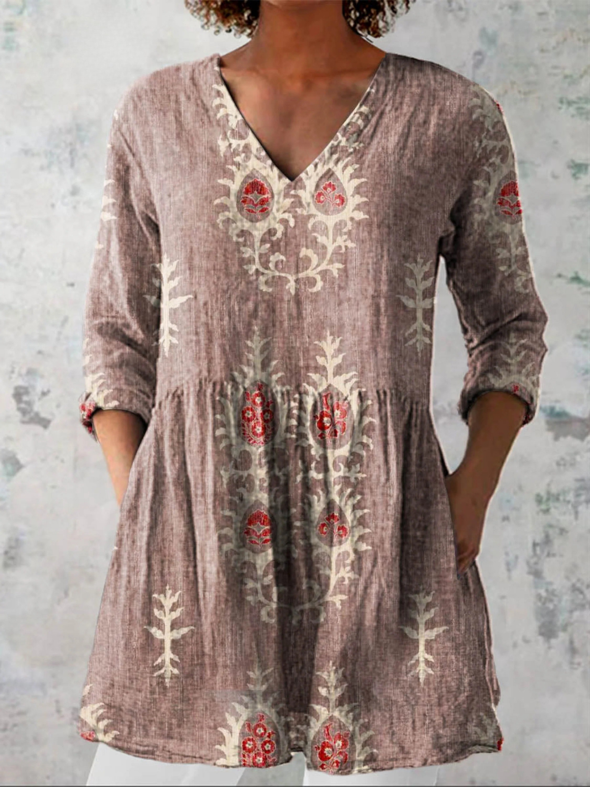 CLAIRE LYON | BLOUSE LONGUE À COL EN V POUR FEMMES