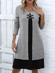 Robe mi-longue femme coupe A en coton extensible – Élégance et confort