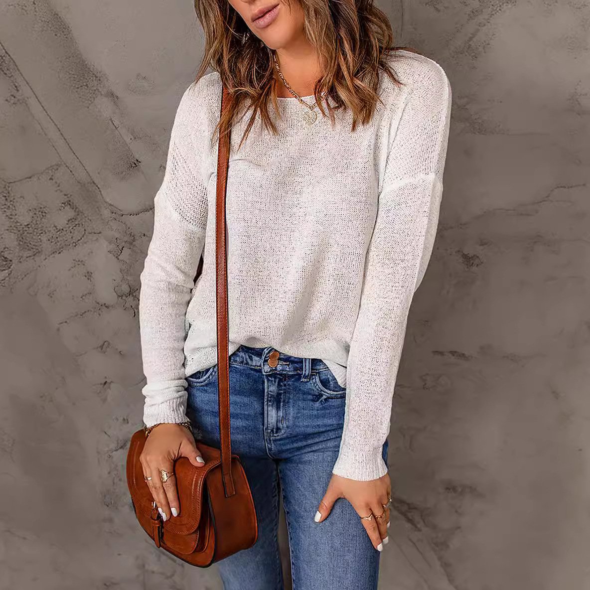 Éléonore - Pull Col Rond Décontracté Confort Femme
