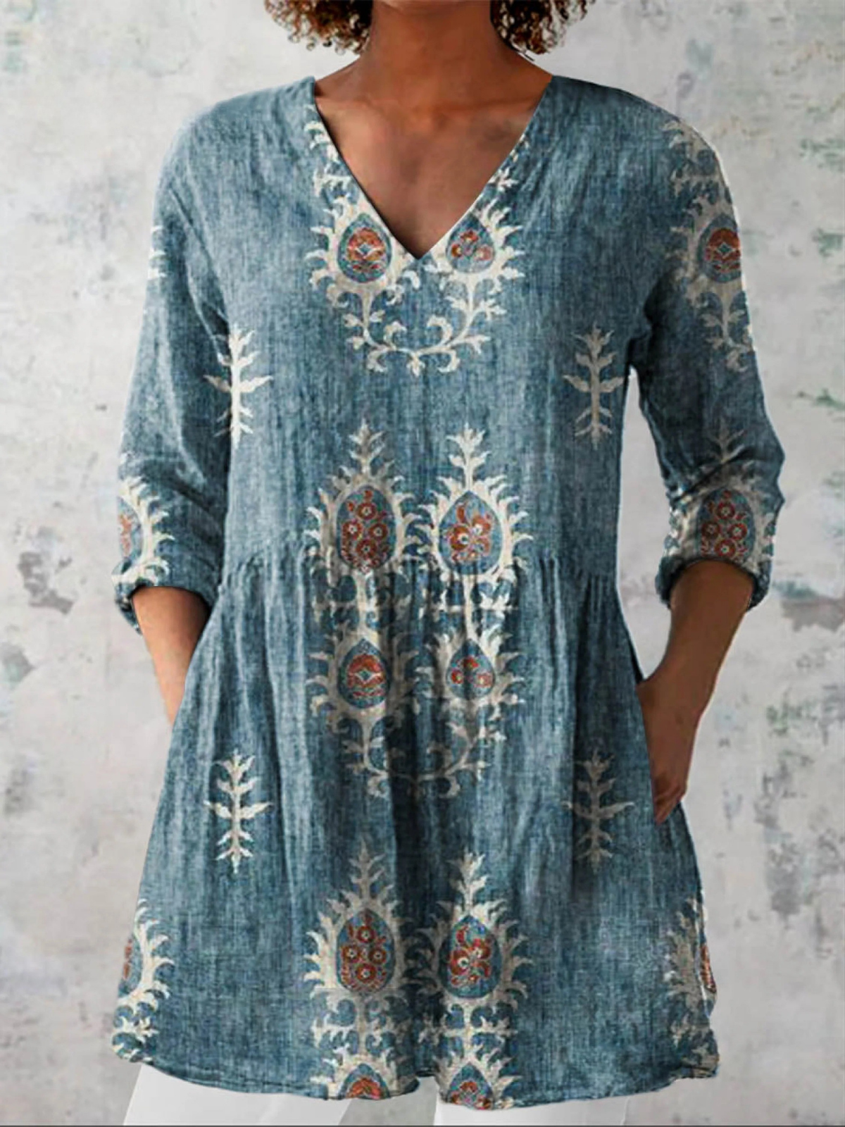 CLAIRE LYON | BLOUSE LONGUE À COL EN V POUR FEMMES