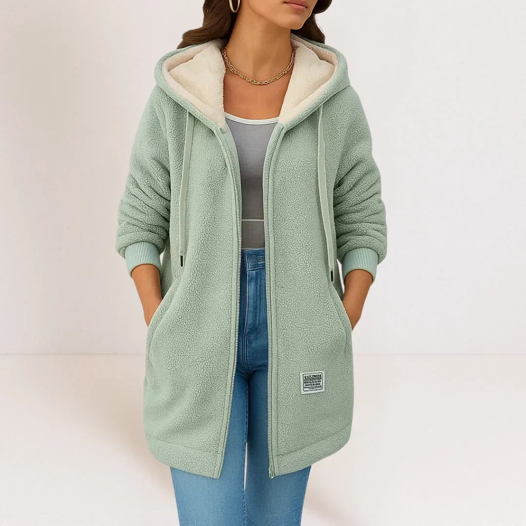 CLAIRE LYON | VESTE FLEECE LONGUE À CAPUCHE POUR FEMMES